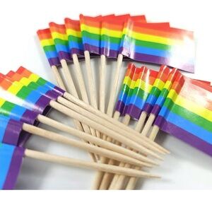Rainbow Party Toothpick Flags 100 Pieces